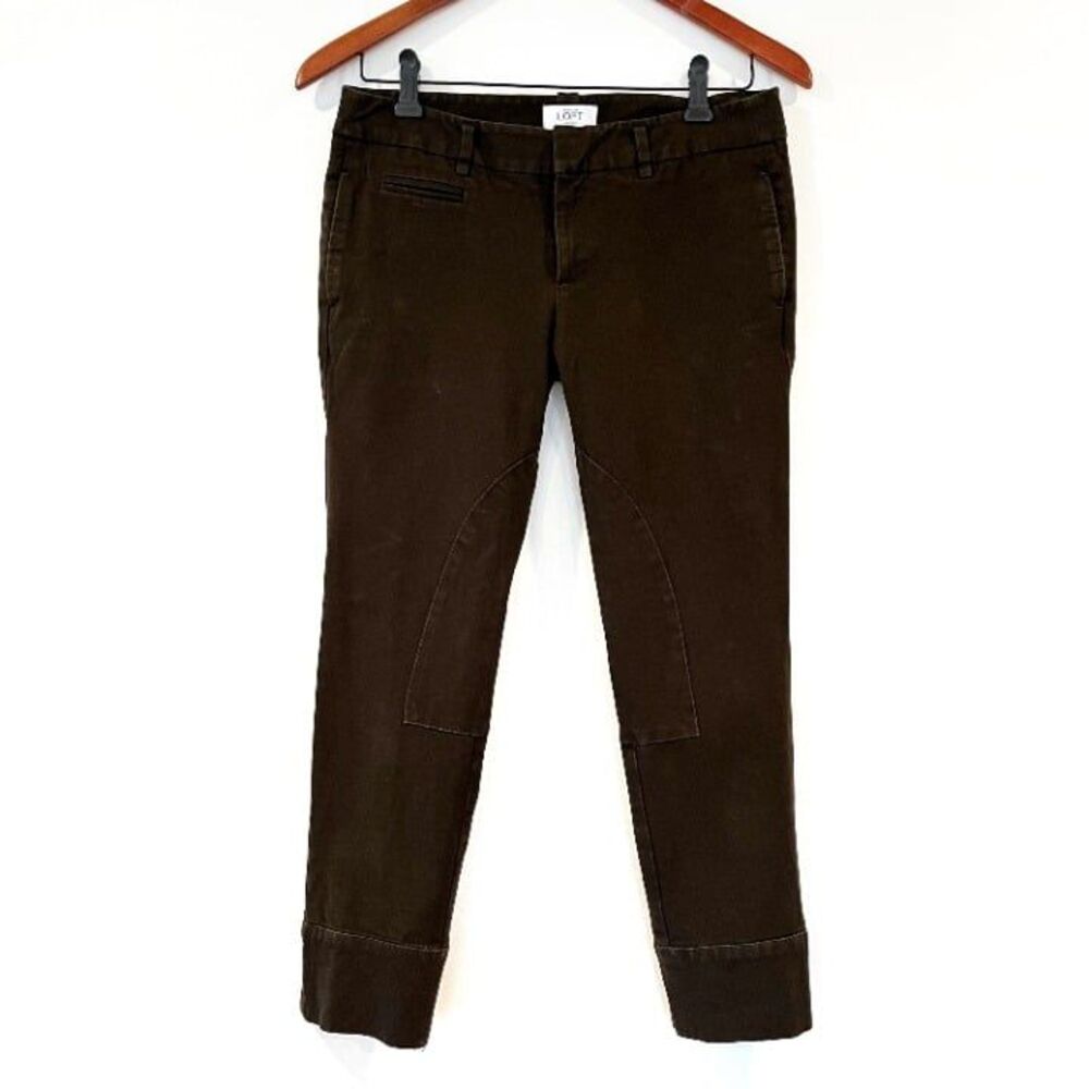 Ann Taylor LOFT Olive Green/Brown Cropped Riding Pants 6P Everyday